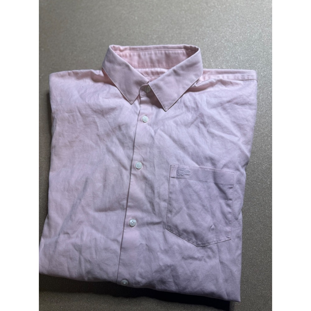 Lacoste Mens Pink Button‎ Down Shirt Short Sleeve Regular Fit